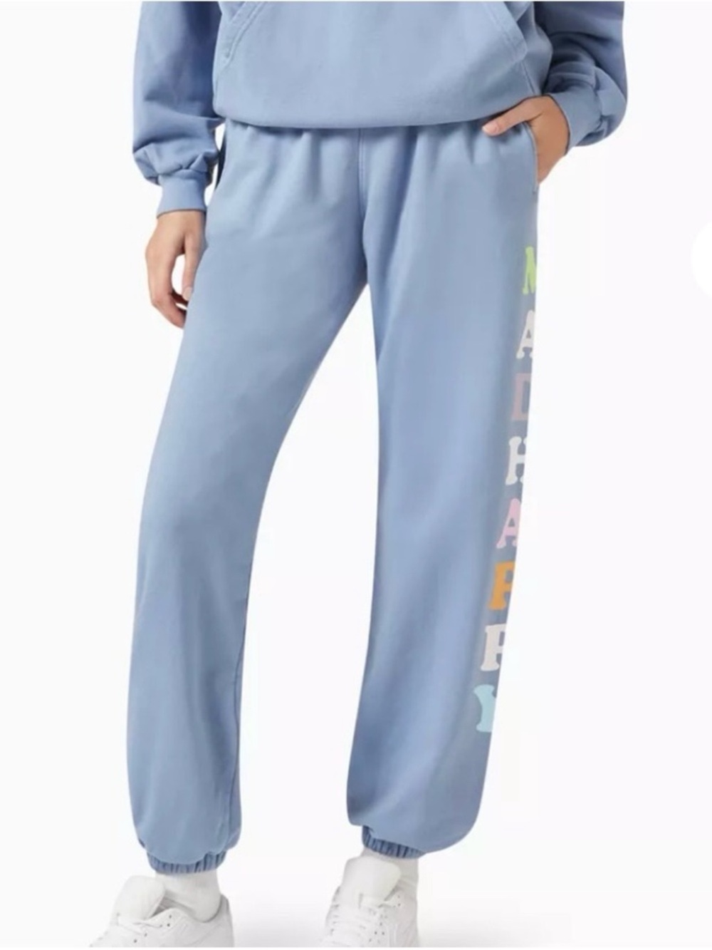 Madhappy Pastels French Terry Cotton Sweatpants Joggers High Rise Frost Blue L
